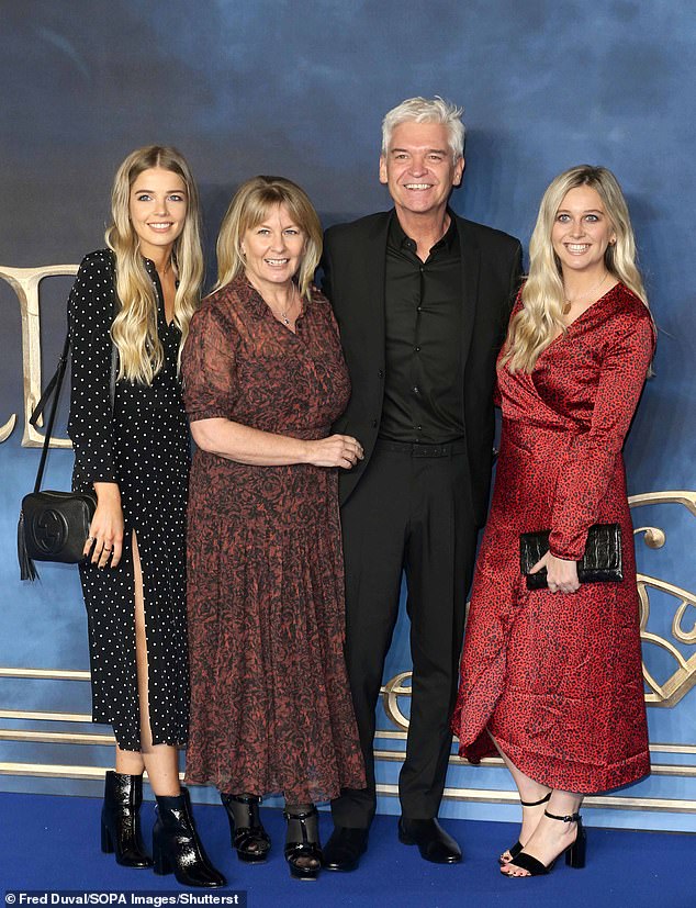 Pictured: Philip Schofield and his wife Stephanie Lowe are seen with their daughters Ruby and Molly at the premiere of Fantastic Beasts: The Crimes of Grindelwald in 2018