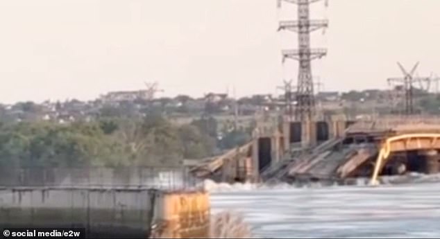 The dam has allegedly been blown up by Russian forces, threatening at least ten nearby villages