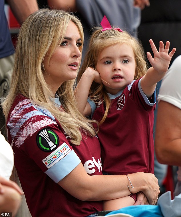 Hi Daddy! Aaron Cresswell's wife, Jessica Unsworth, cheered on her husband with her daughter Sadie