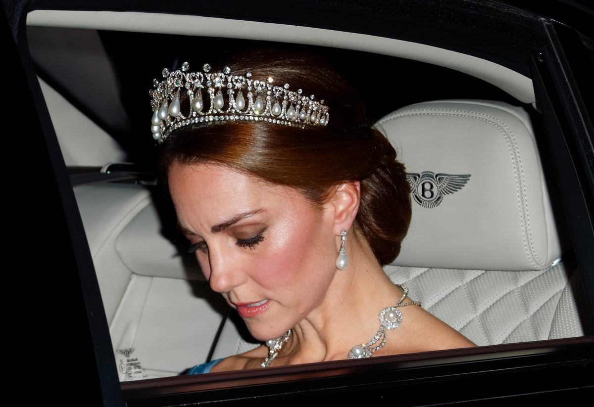 Kate Middleton departs Kensington Palace to attend a State Banquet at Buckingham Palace 