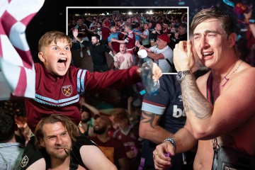 West Ham fans take to the streets to celebrate after their side's victory
