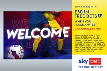 Get £30 in FREE BETS when you place any amount on any sports market with Sky Bet