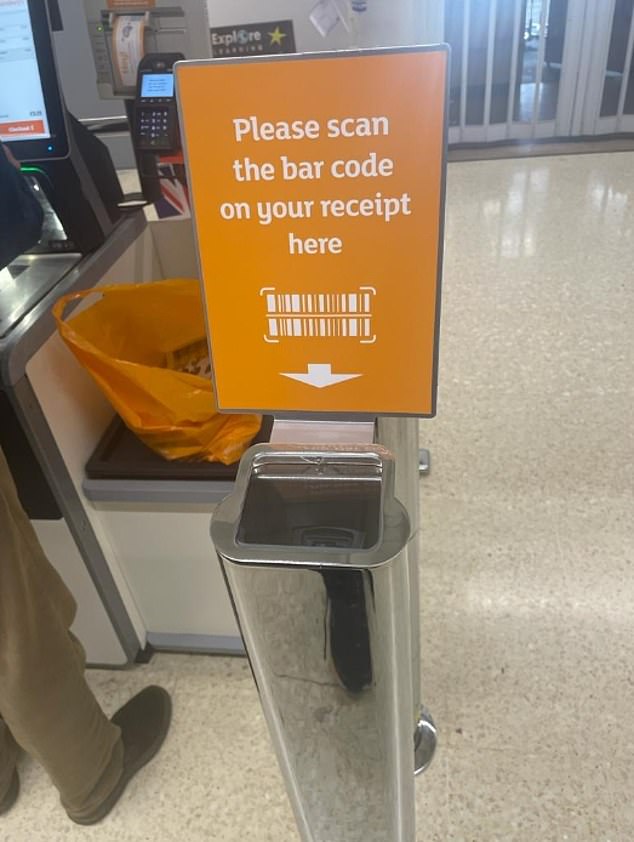 These barriers block customers from leaving Sainsbury's stores until they scan their receipts