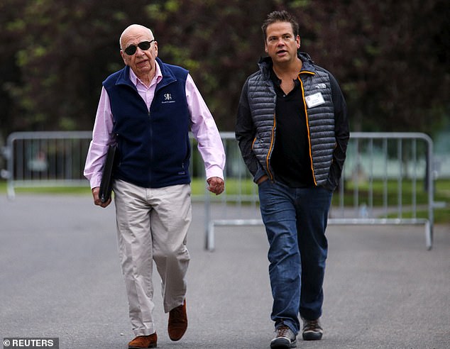 Rupert Murdoch and his son Lachlan attend the first day of the annual Allen and Co. media conference in Sun Valley, Idaho July 8, 2015