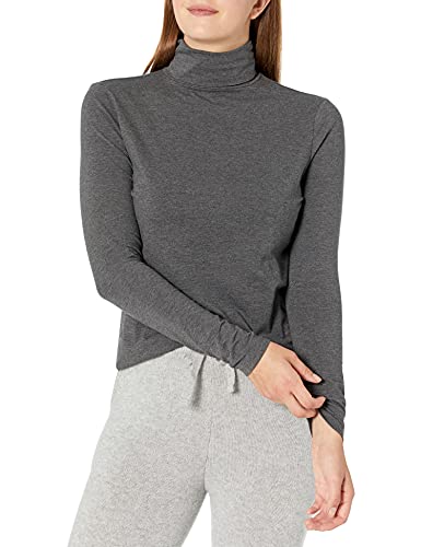 Amazon Essentials Women's Long-Sleeve Turtleneck (Available in Plus Size), Charcoal Heather, Small