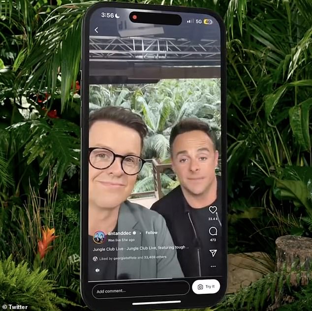 Having their say: Before he entered camp Farage shared a throwback clip of I'm A Celeb hosts Ant McPartlin and Dec Donnelly giving their opinion on the politician joining the lineup