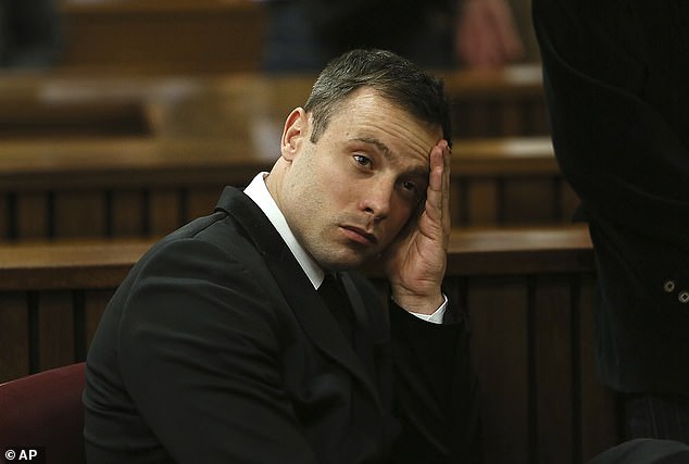 But if the gun-toting athlete known as 'Blade Runner' does win freedom, he will be kept under close protection in fear of revenge attacks from Johannesburg's underworld, as first revealed by Mail Online. Pistorius, it is said, was wrongly ruled ineligible for early release from prison in March (file image)