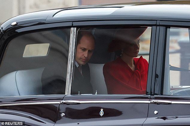 The Prince and Princess of Wales (pictured) played a key role by greeting the President and the First Lady at their hotel on Tuesday morning