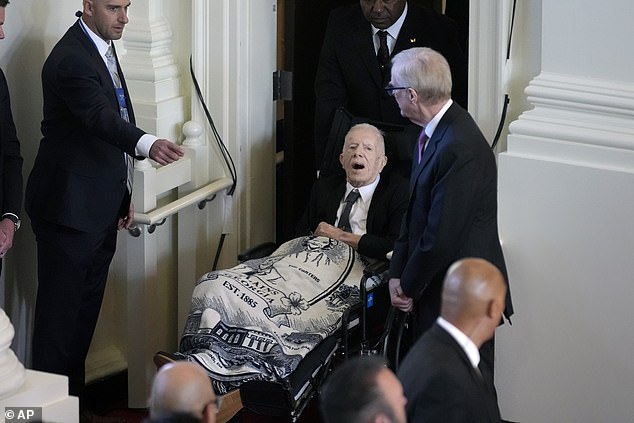 Former President Jimmy Carter has a blanket with his wife Rosalynn's picture on it