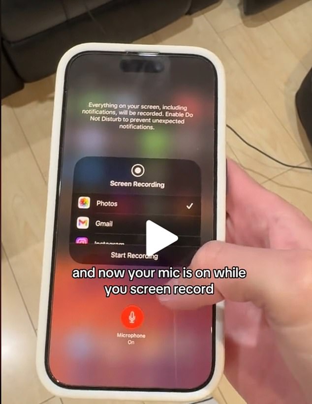 Morgan explains that you can add commentary to screen recordings by using the haptic touch on the screen record app to access the microphone tool.
