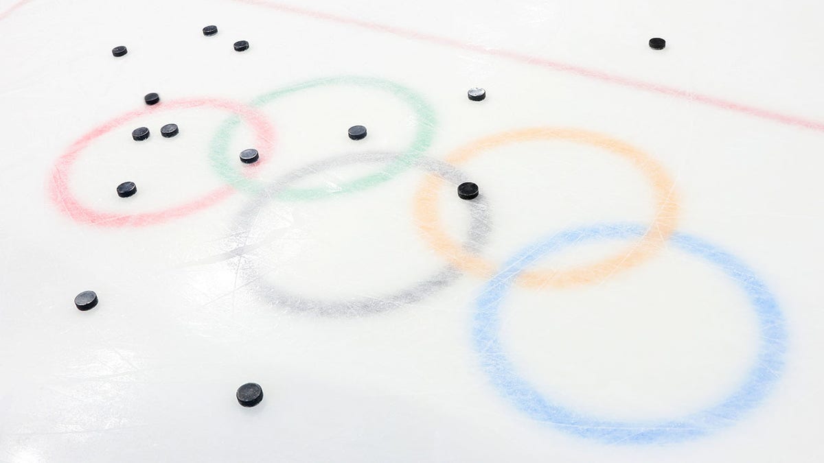 Olympic rings on ice
