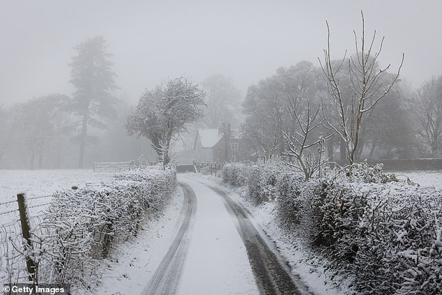 Snow covers roads on Saturday in the Kent Downs
