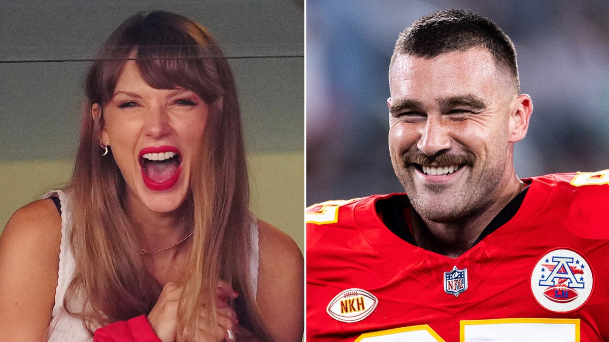 Taylor Swift smiles in the stands watching Travis Kelce play football