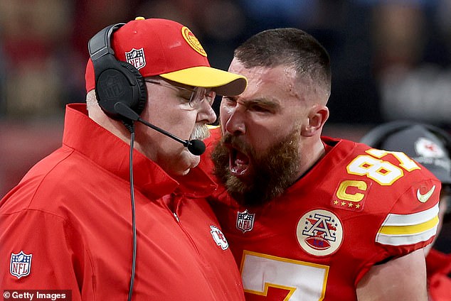 The picture that inspired a thousand memes as Travis Kelce lambasts his coach, Andy Reid